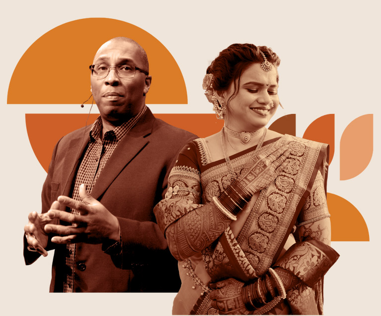 Collage of two presenters.